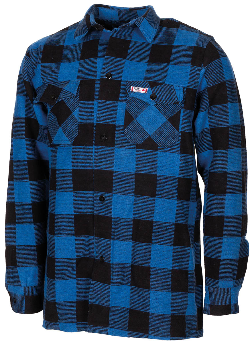 Cămașă Pădurar în Carouri Albastru-Negru FoxOutdoor - Flanel Gros, 4 Buzunare