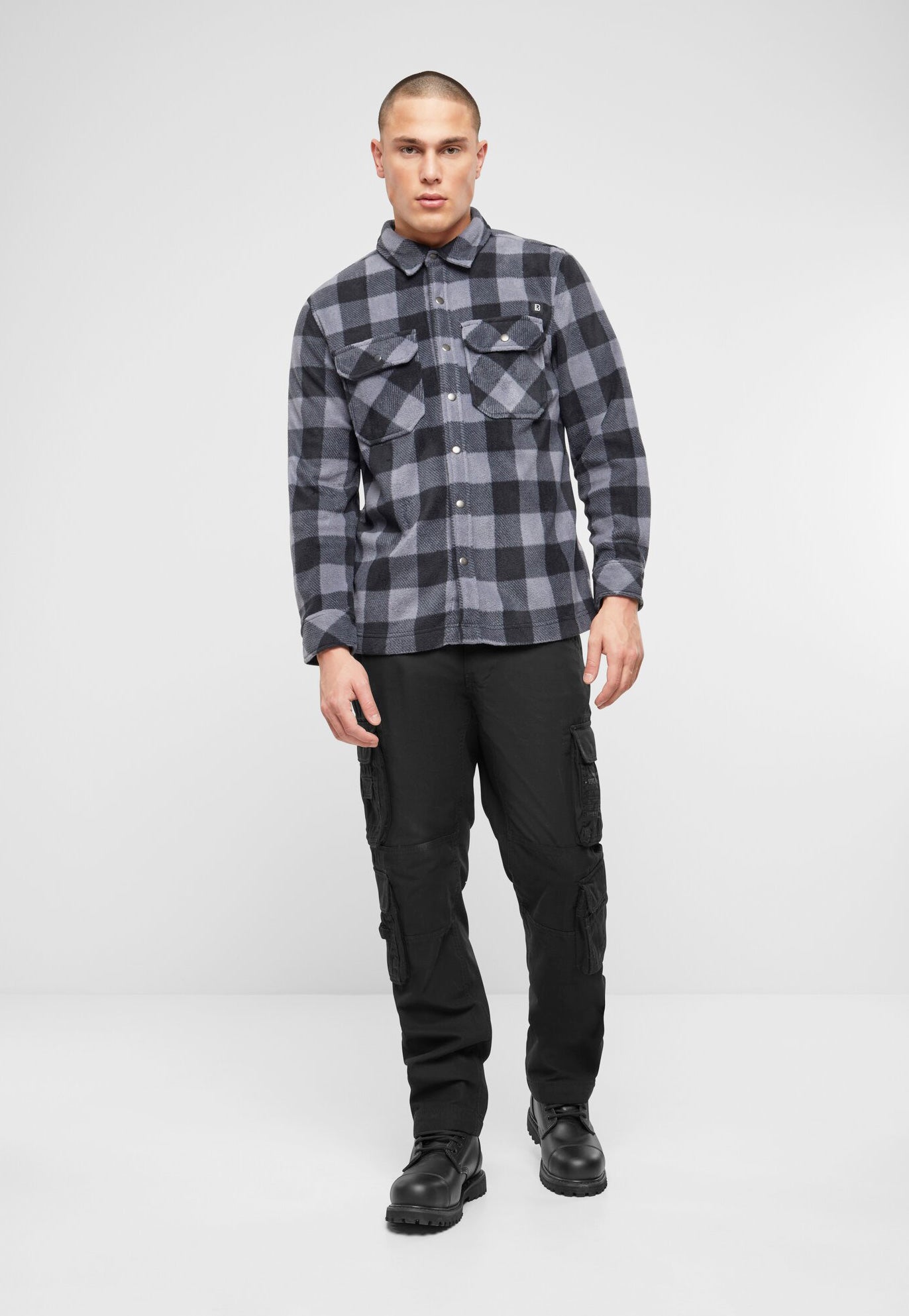 Camasa Polar Jeff Long Sleeve Black/Grey Brandit - Caldura si Mobilitate