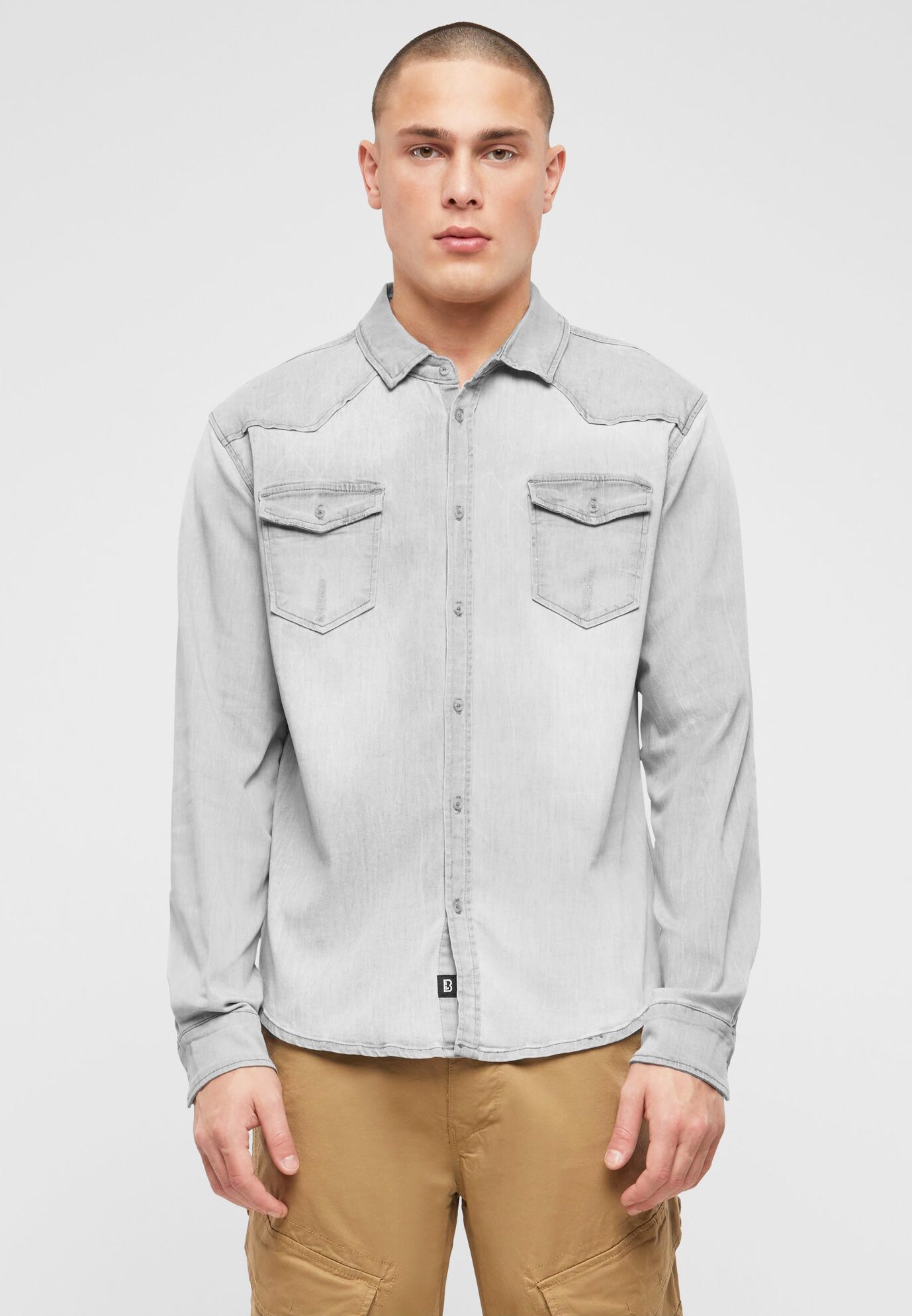 Camasa Riley Denim Long Sleeve Grey Denim Brandit - Stil si Rezistenta