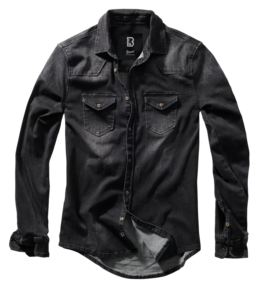 Camasa Riley Denim Long Sleeve Negru Brandit - Stil Durabil