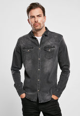 Camasa Riley Denim Long Sleeve Negru Brandit - Stil Durabil