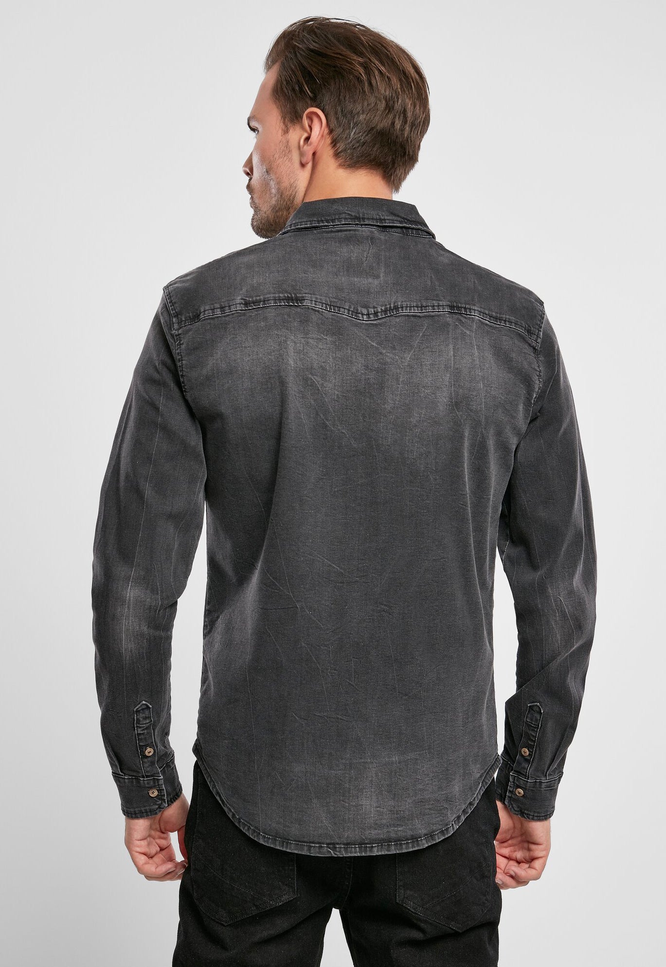 Camasa Riley Denim Long Sleeve Negru Brandit - Stil Durabil