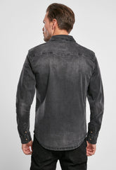 Camasa Riley Denim Long Sleeve Negru Brandit - Stil Durabil