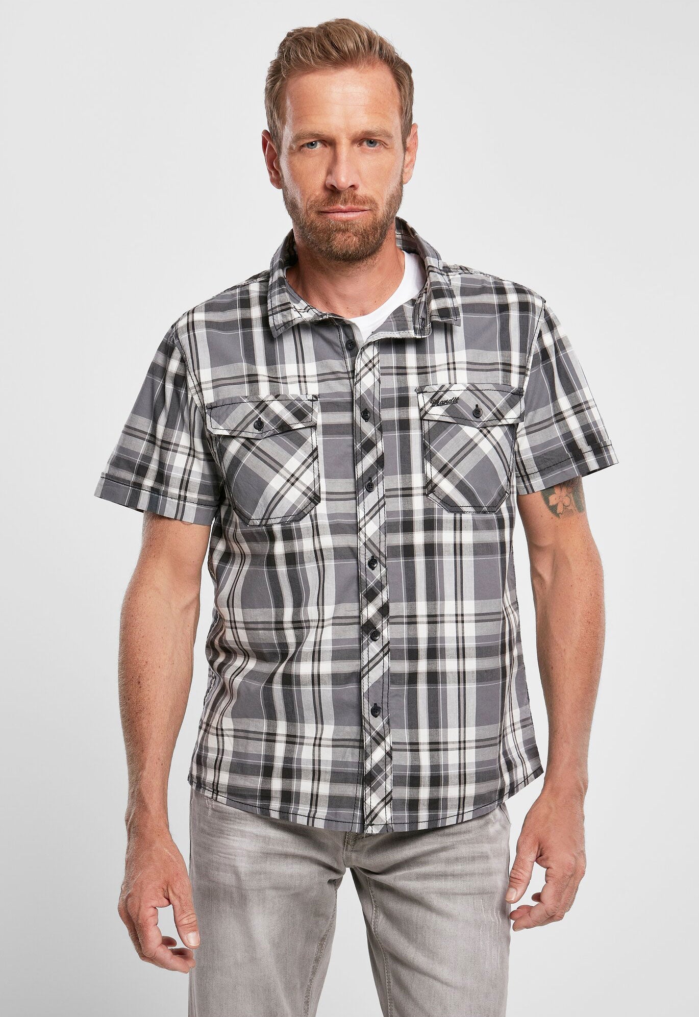 Camasa Roadstar Short Sleeve Black/Anthracite Checkered Brandit - Stil si Confort Zilnic