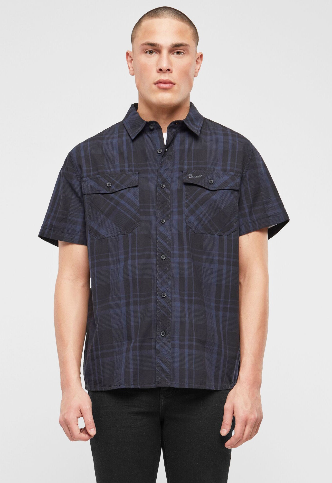 Camasa Roadstar Short Sleeve Black/Blue Checkered Brandit - Stil Versatil