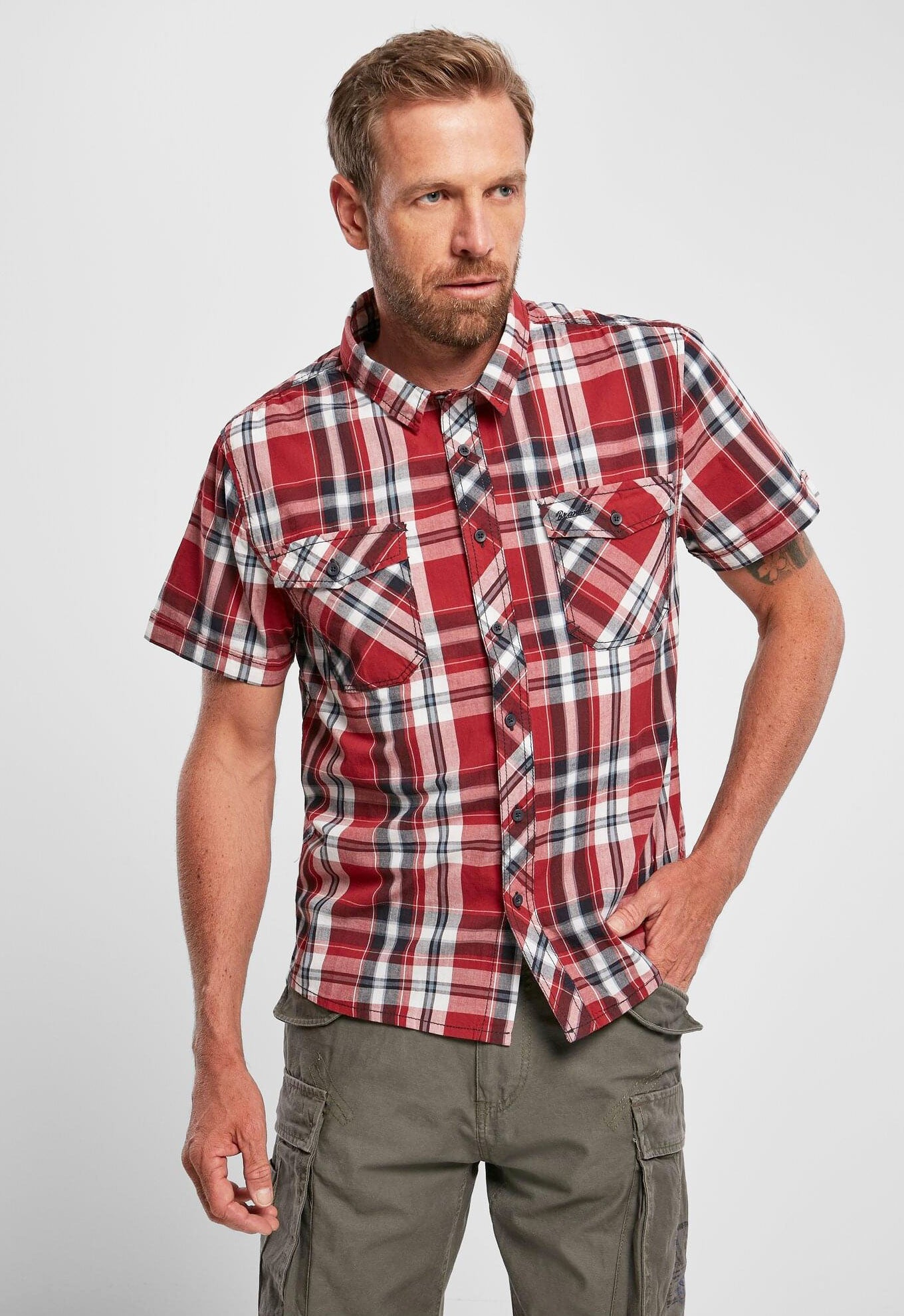 Camasa Roadstar Short Sleeve Rosu Brandit - Stil Casual Robust