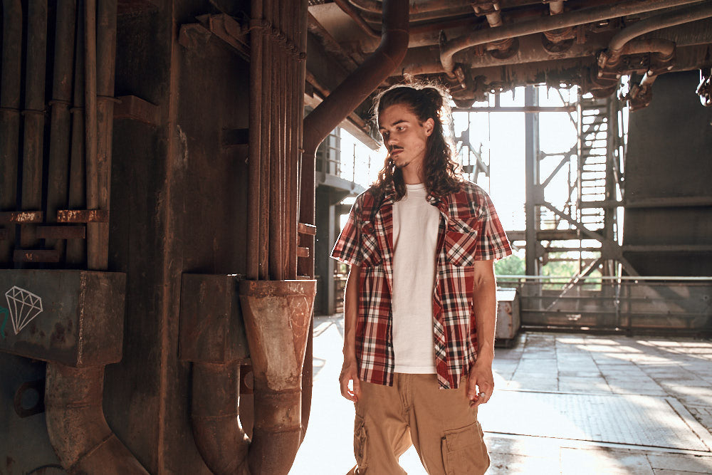 Camasa Roadstar Short Sleeve Rosu Brandit - Stil Casual Robust