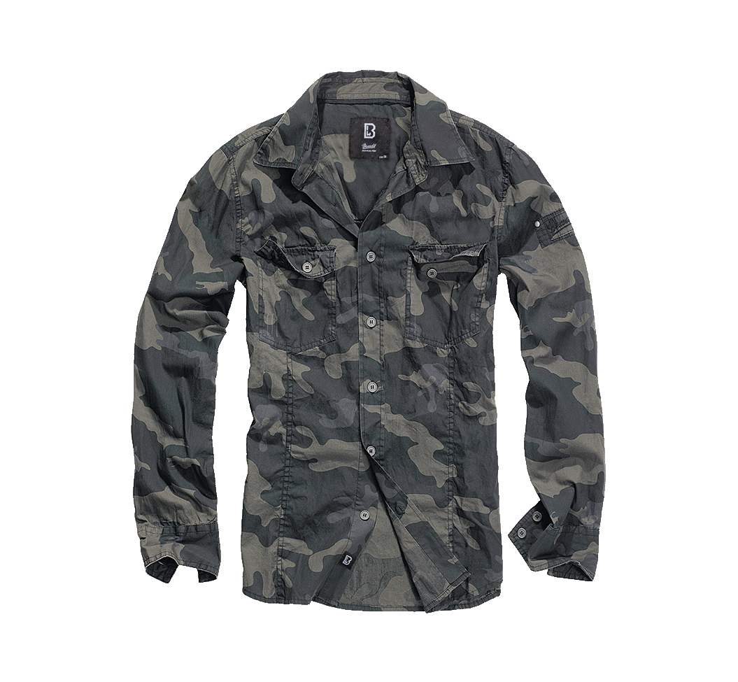 Camasa Slim Fit Long Sleeve Dark Camo Brandit - Adaptabilitate Urbana