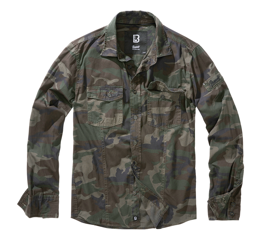 Camasa Slim Fit Long Sleeve Dark Camo Brandit - Adaptabilitate Urbana