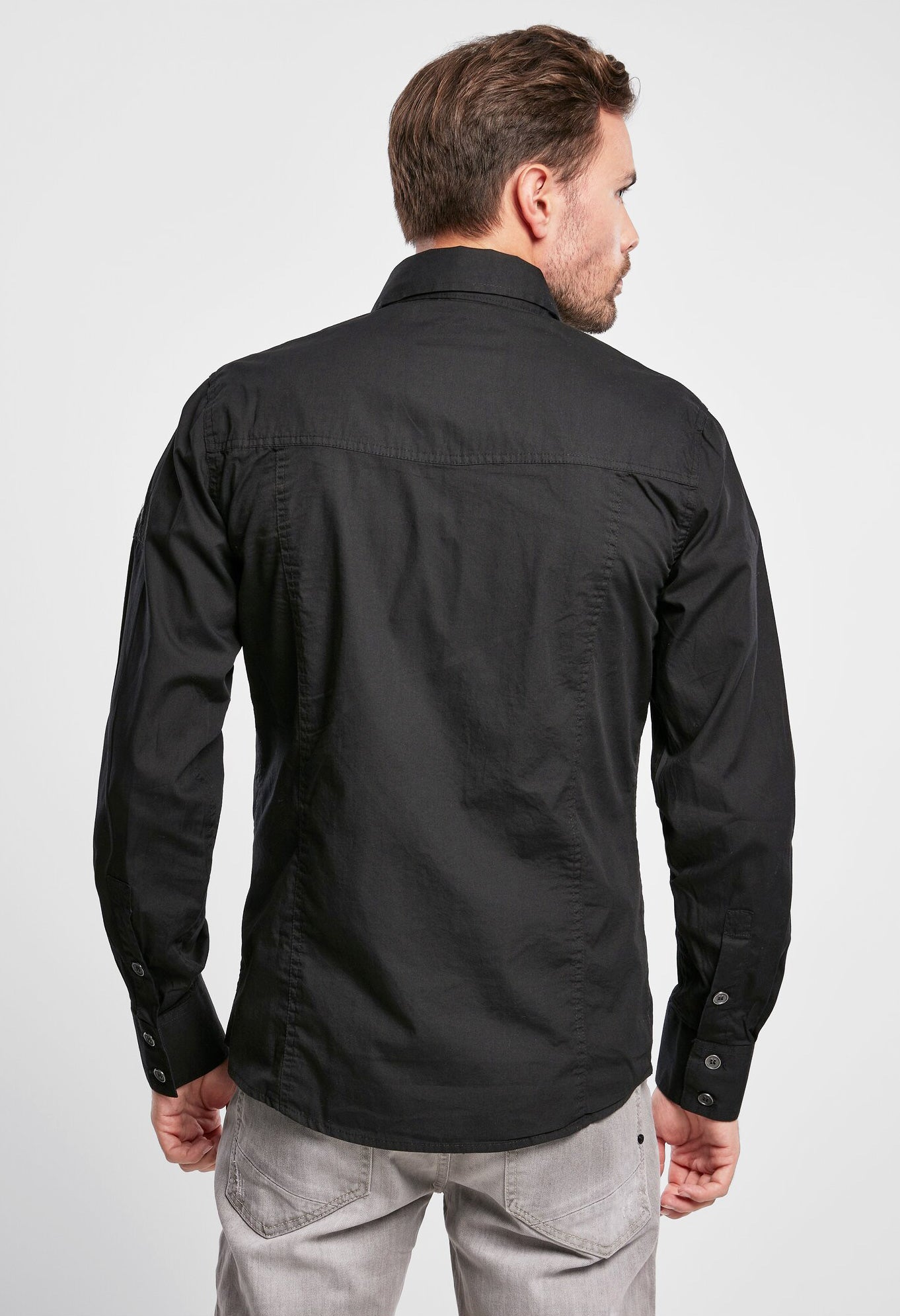 Camasa Slim Fit Long Sleeve Negru Brandit - Stil Urban Tactic