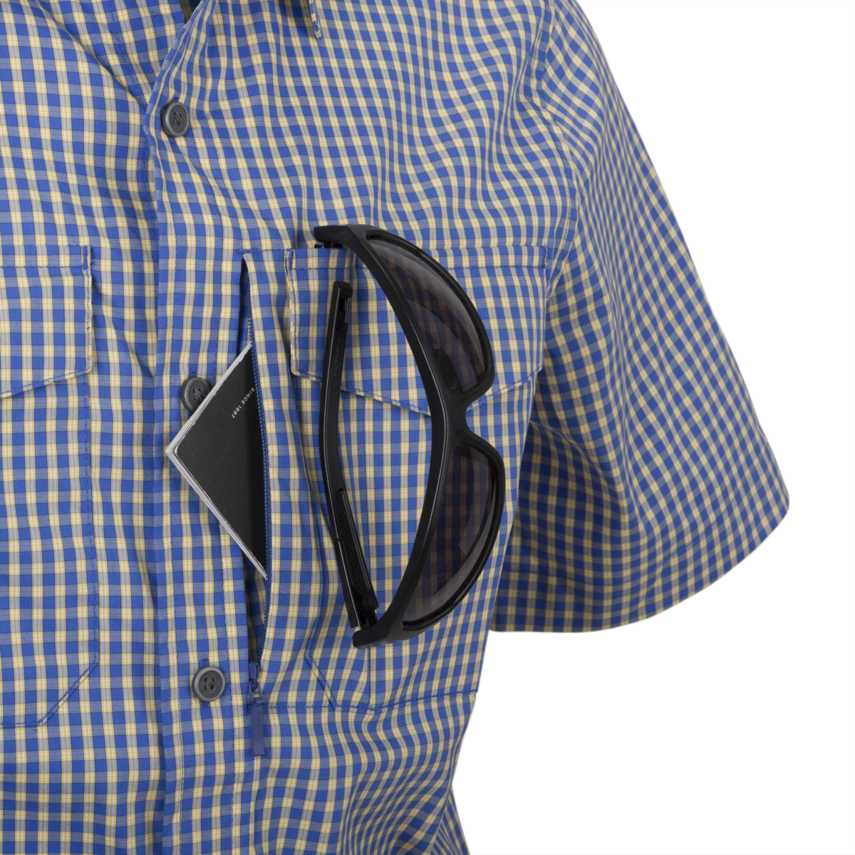 Cămașă Tactica Helikon-Tex Covert Concealed Carry cu Mânecă Scurtă, Royal Blue Checkered
