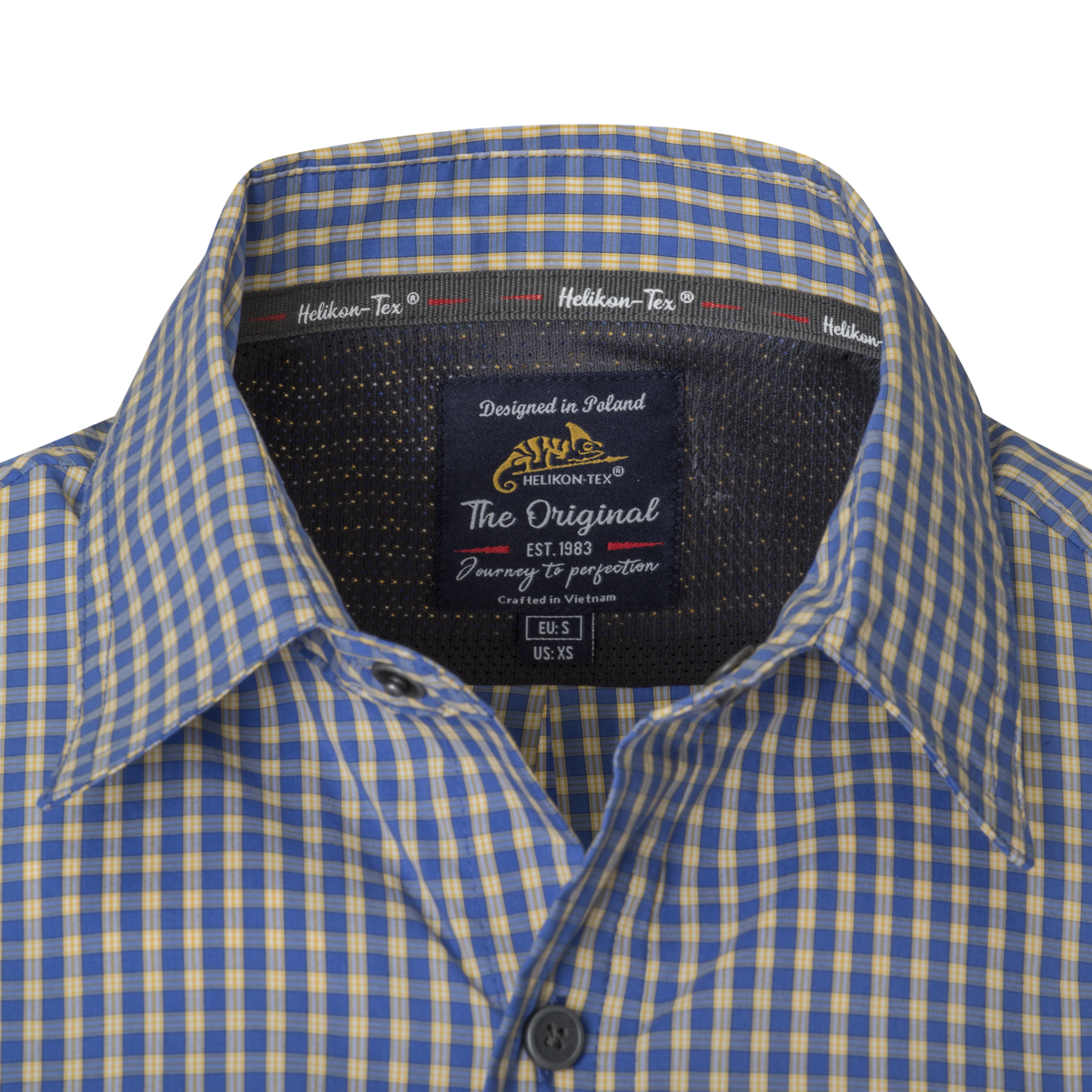 Cămașă Tactica Helikon-Tex Covert Concealed Carry cu Mânecă Scurtă, Royal Blue Checkered