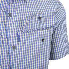 Cămașă Tactica Helikon-Tex Covert Concealed Carry cu Mânecă Scurtă, Royal Blue Checkered