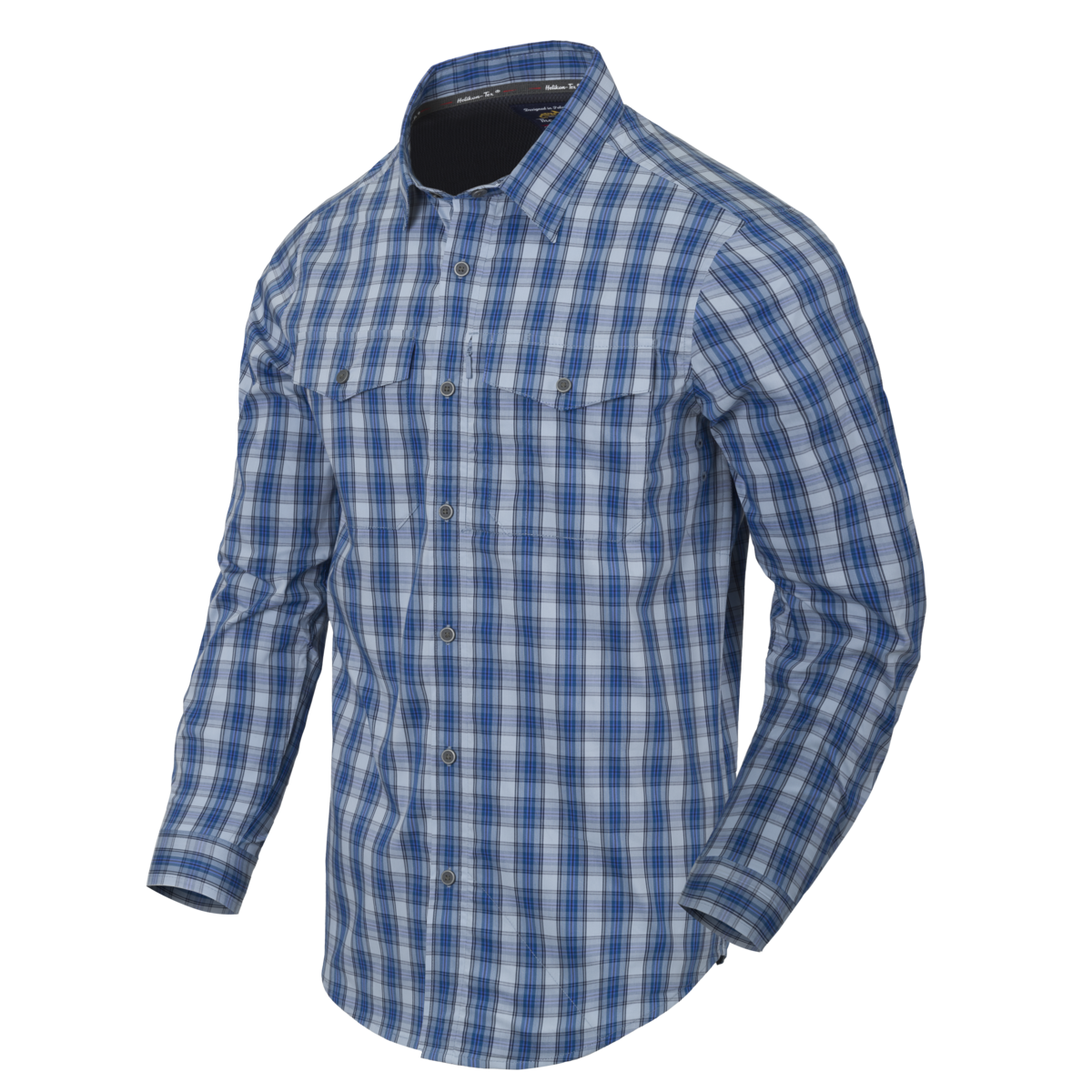 Cămașă Tactica Helikon-Tex Covert Concealed Carry Ozark Blue Plaid cu Capse