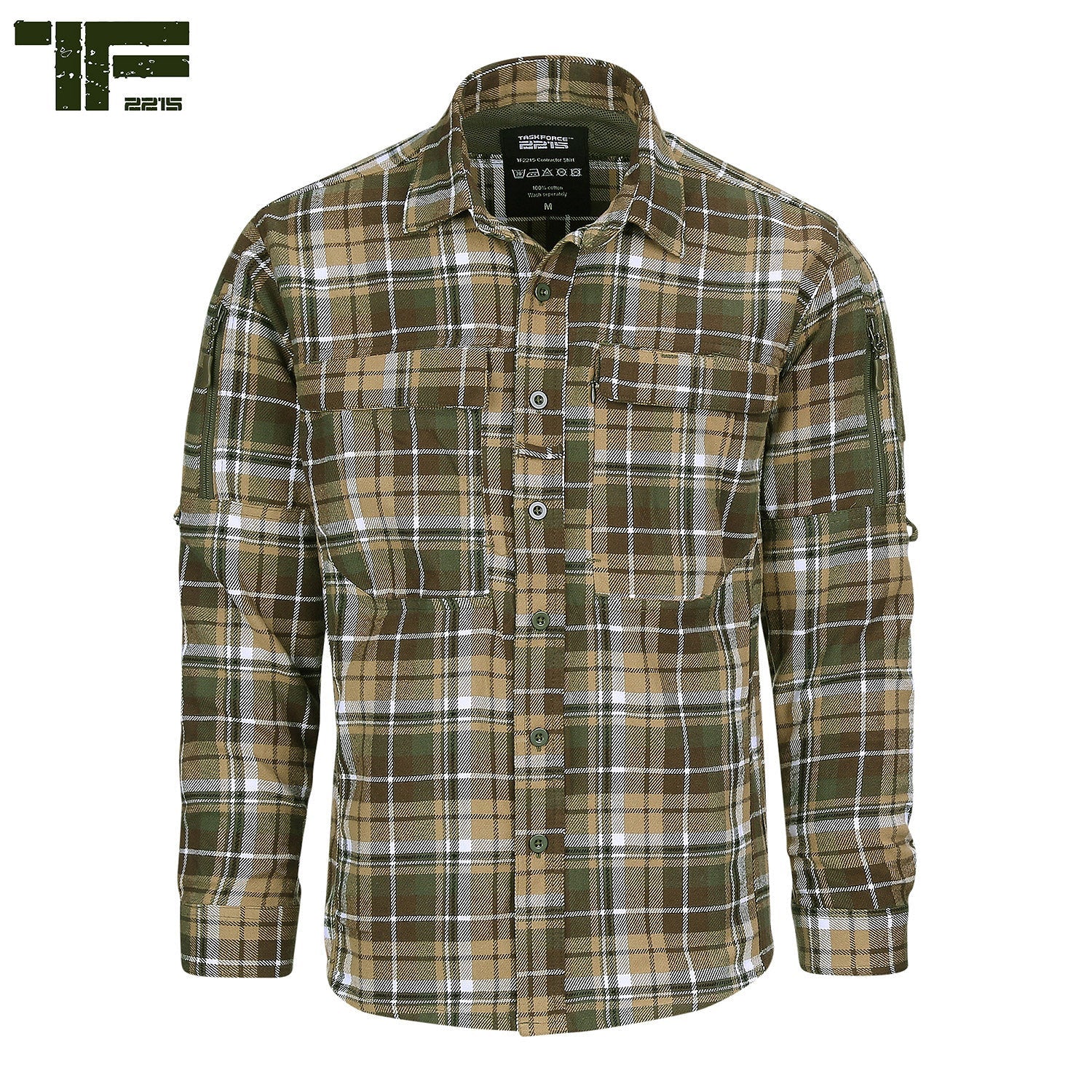 Camasă TF-2215 Flannel Contractor Maro/Verde Task Force 2215 - Performanță Tactică & Confort