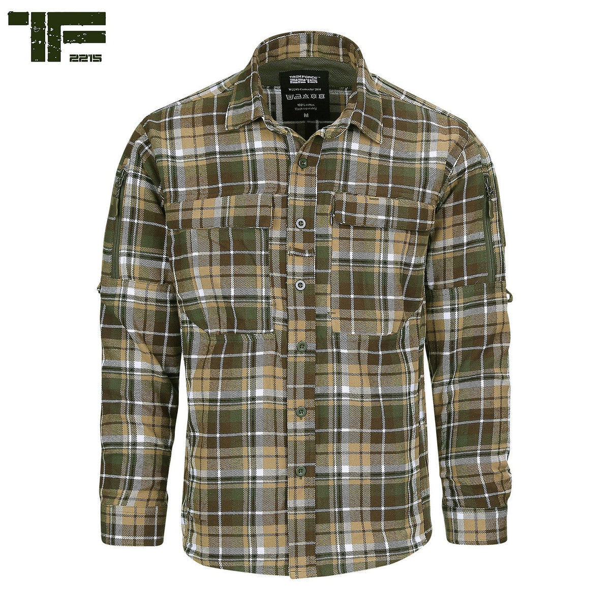 Camasă TF-2215 Flannel Contractor Maro/Verde Task Force 2215 - Performanță Tactică & Confort