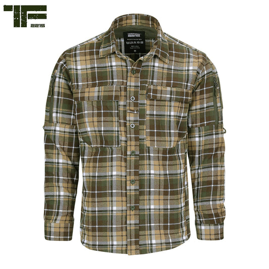 Camasă TF-2215 Flannel Contractor Maro/Verde Task Force 2215 - Performanță Tactică & Confort