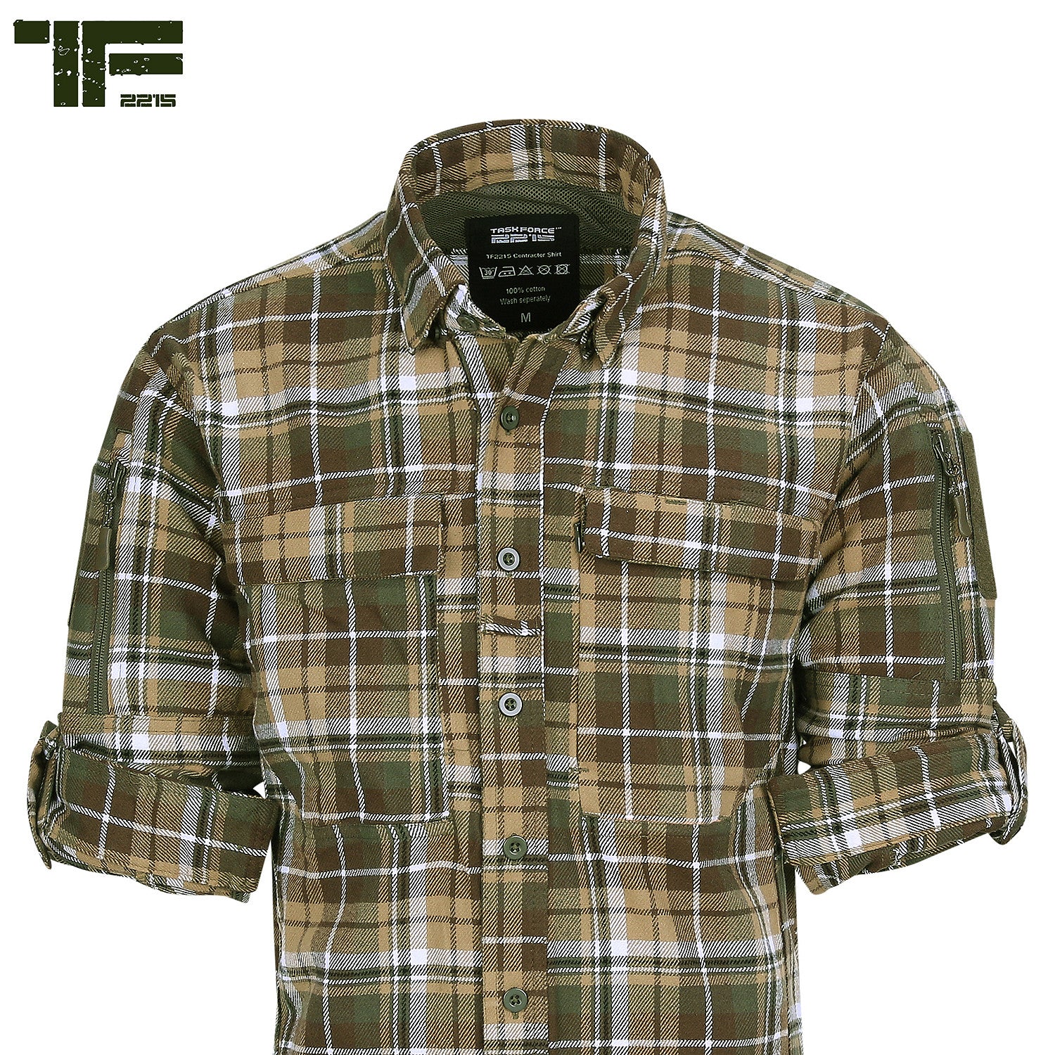 Camasă TF-2215 Flannel Contractor Maro/Verde Task Force 2215 - Performanță Tactică & Confort