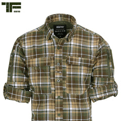 Camasă TF-2215 Flannel Contractor Maro/Verde Task Force 2215 - Performanță Tactică & Confort