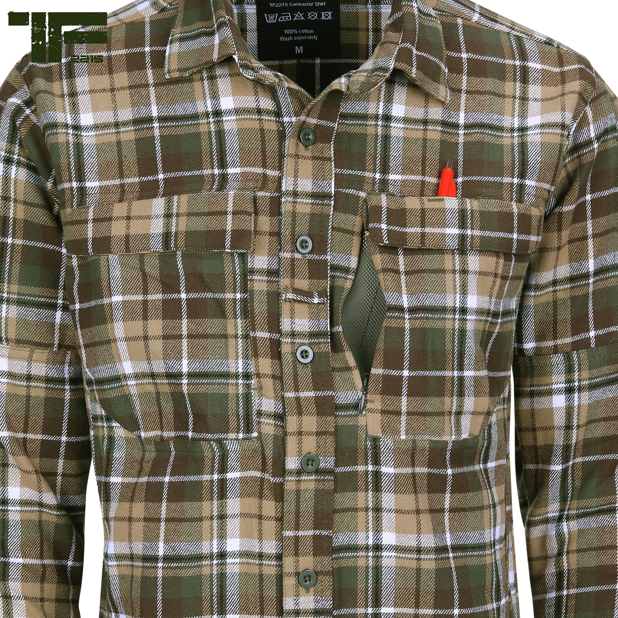 Camasă TF-2215 Flannel Contractor Maro/Verde Task Force 2215 - Performanță Tactică & Confort