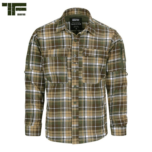 Camasă TF-2215 Flannel Contractor Maro/Verde Task Force 2215 - Performanță Tactică & Confort