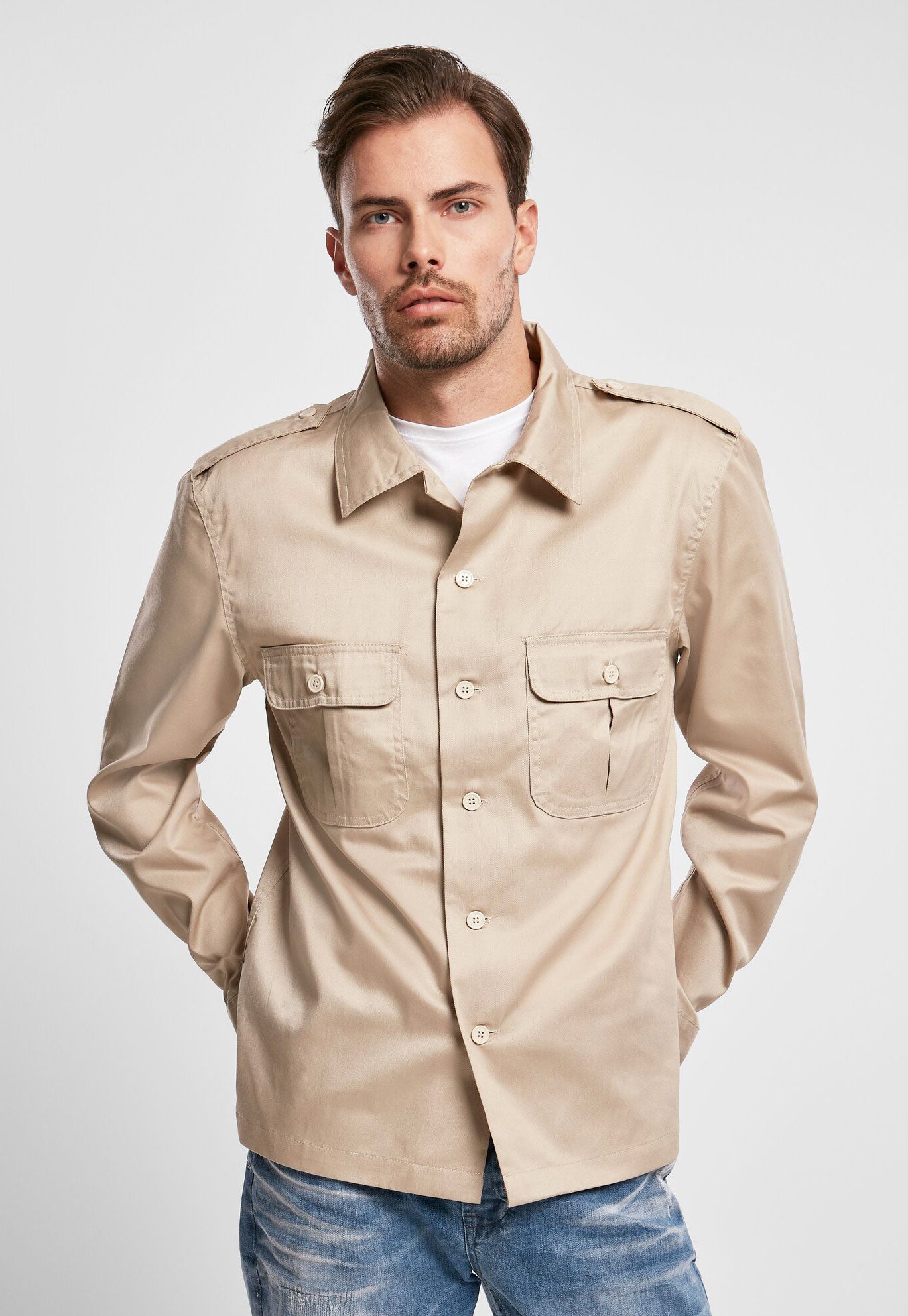 Camasa US Long Sleeve Bej Brandit - Confort Tactic