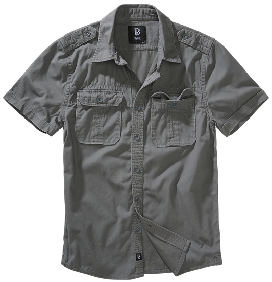 Camasa Vintage Short Sleeve Charcoal Grey Brandit - Confort Autentic Zilnic