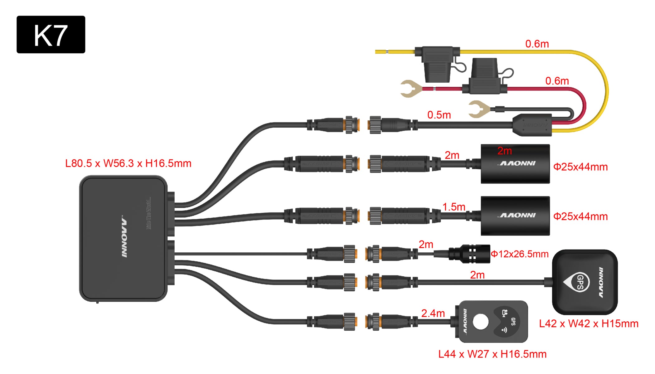 Cameră Bord Moto K7 INNOVV - Dual-Channel 2K, GPS, WiFi