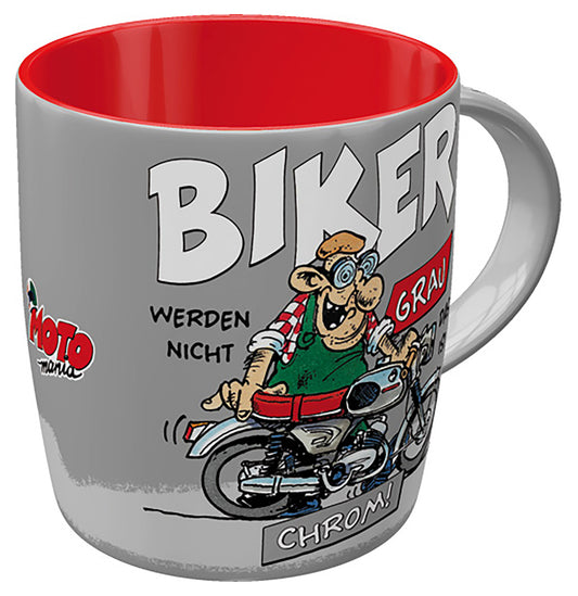 Cană ceramică "Bikerii nu îmbătrânesc" Louis - Design rotund, 0.33L