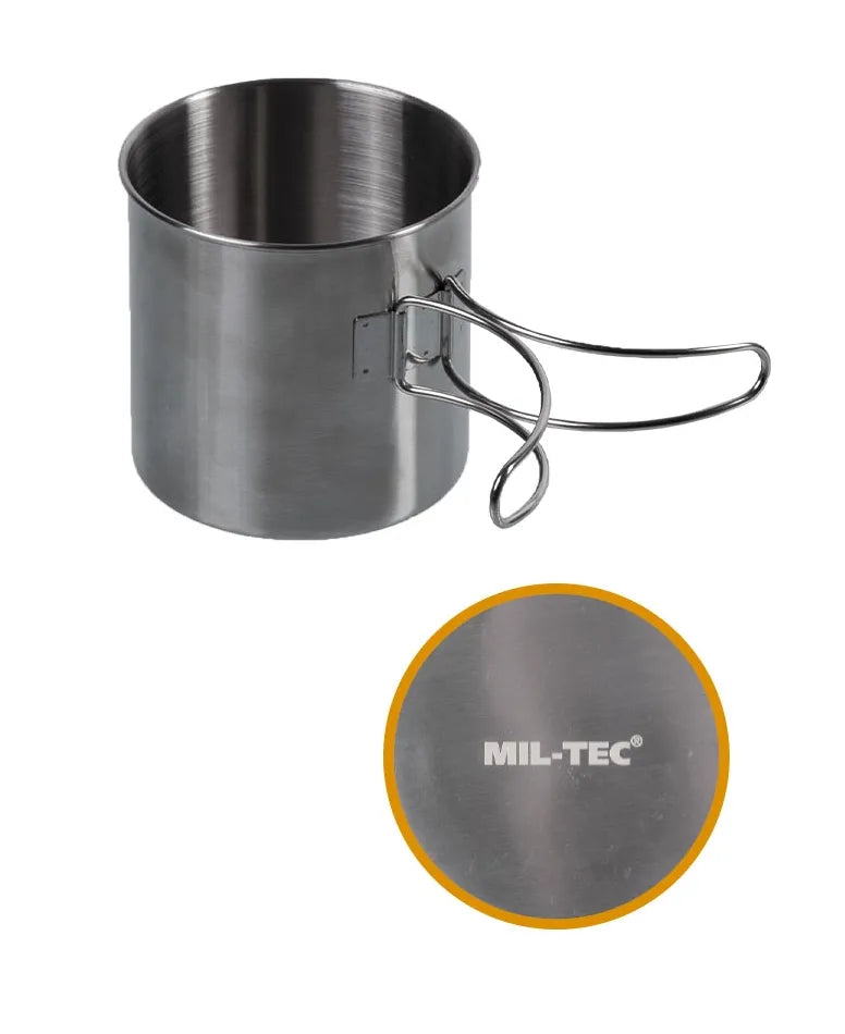 Cană din Oțel Inoxidabil 800 ml cu Mânere Tip Sârmă – Pliabilă, Robustă, Versatilă