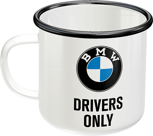 Cana Email BMW Drivers only - Oțel emailat, 360ml