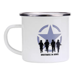 Cană Email Brothers in Arms Alb Fostex - Legătură Autentică și Durabilitate