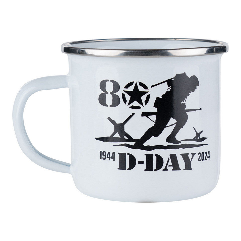 Cană Email D-Day 80 Years Alb Fostex - Omagiu Istoric & Durabilitate Robustă