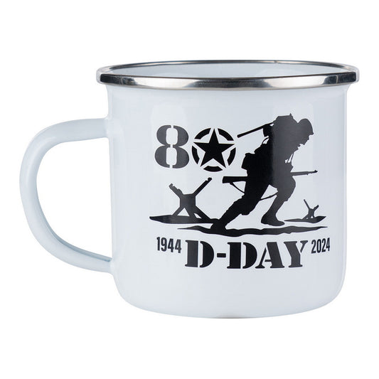 Cană Email D-Day 80 Years Alb Fostex - Omagiu Istoric & Durabilitate Robustă