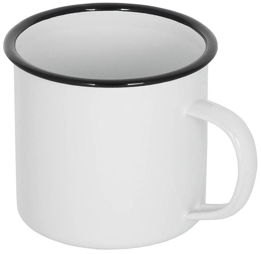 Cană Emailată Alb-Negru FoxOutdoor - Oțel Emailat, 350ml