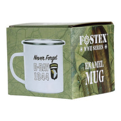 Cană Emailată D-Day 1944 Alb Fostex - Rezistență Legendară pentru Omagiu Istoric