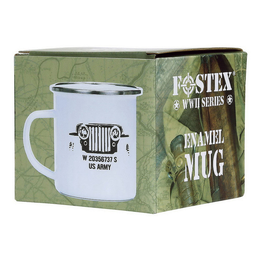 Cană Emailată US Army Alb Fostex - Durabilitate Legendară & Spirit Istoric