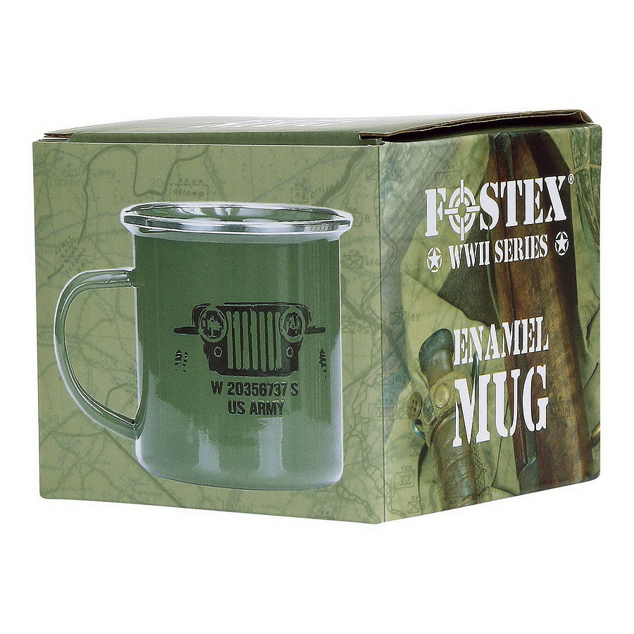 Cană Emailată US Army Jeep Verde Fostex - Partener Autentic de Rezistență
