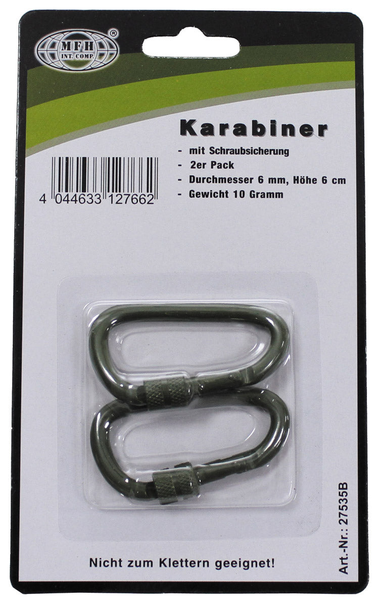 Carabinieră cu șurub Olive MFH - Aluminiu, Set 2 buc.