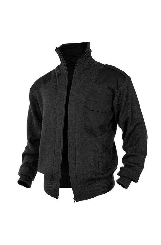 Cardigan Negru MIL-TEC® – Lână Virgină pentru Confort Termic Urban