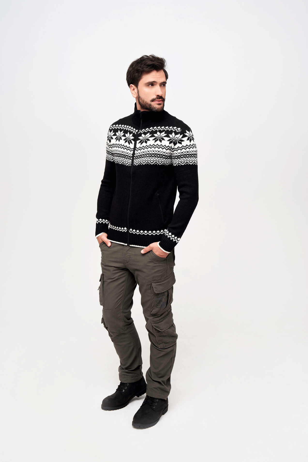 Cardigan Norwegian Negru Brandit - Caldura Esentiala