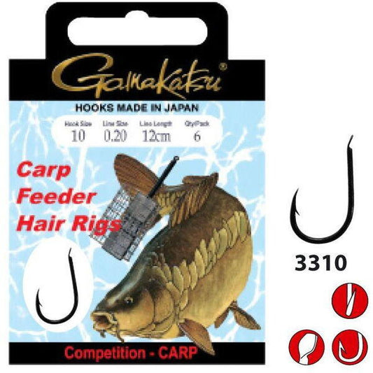 Cârlig Legat Gamakatsu Carp Hair 3310B - Fir 0.20mm, 10buc