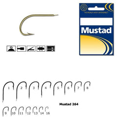 Cârlig Mustad Auriu, Revers, Tijă Scurtă M.264.10 - Prindere Sigură