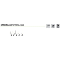 Cârlig Mustad Match Maggot Spade Barbed - Prindere Sigură, Marimea 12 - 2