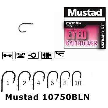Cârlig Pescuit Mustad M.10750BLN - Forjat, Ochi, 2 Spini