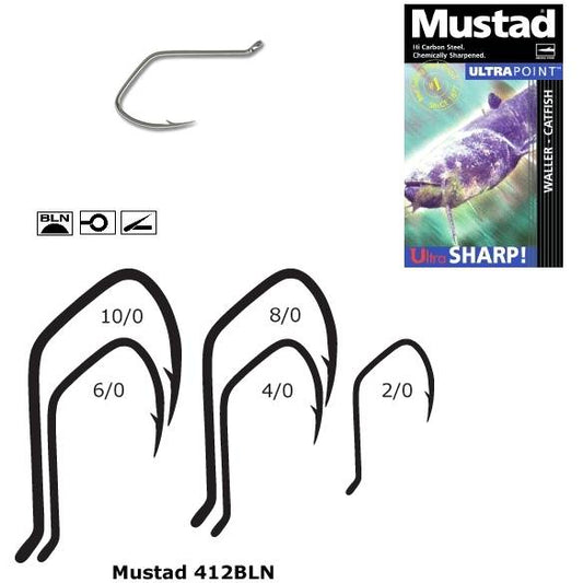 Cârlig Somn Mustad M.412BLN.06 - Negru, Robust, Vârf Ascuțit