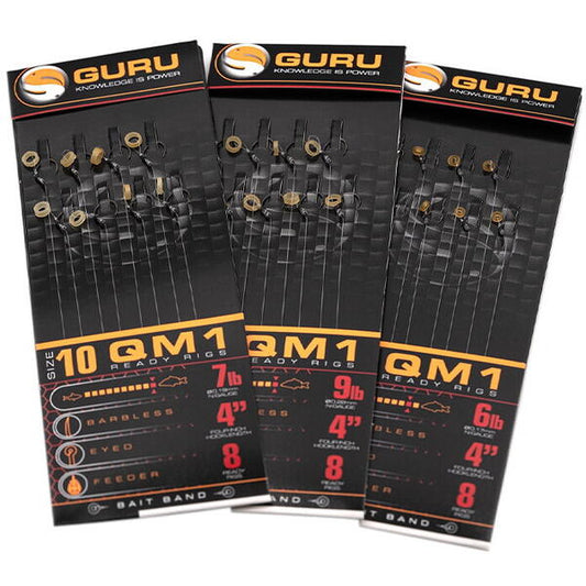 Cârlige Crap QM1 Bait Bands Guru - Monturi Rapide, Rezistență 0.17mm - 1