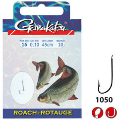 Cârlige Legate Roach Gamakatsu - Fire 0.10mm, 10buc/placă