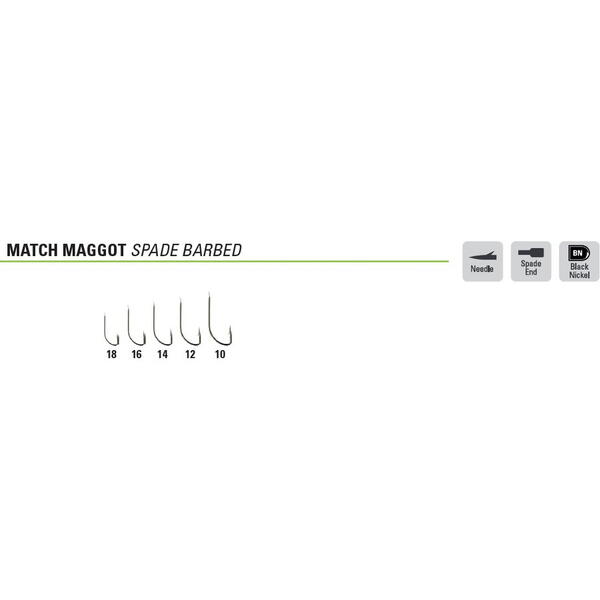 Cârlige Match Maggot Spade Mustad - Barbed, Mar.14, 15 buc - 2