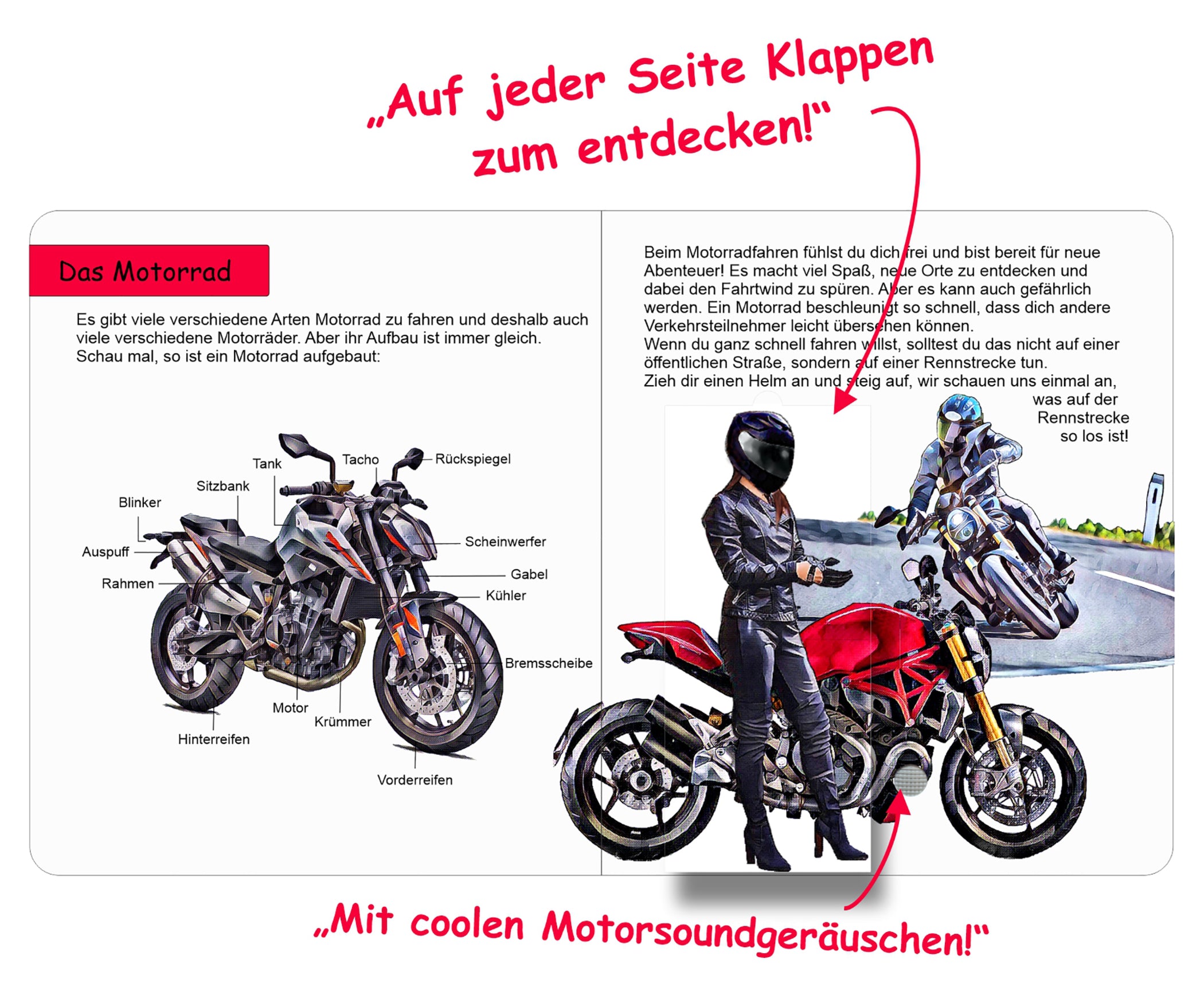 Carte Interactivă Moto "Primul meu Motor" Louis - Sunete și Clapete